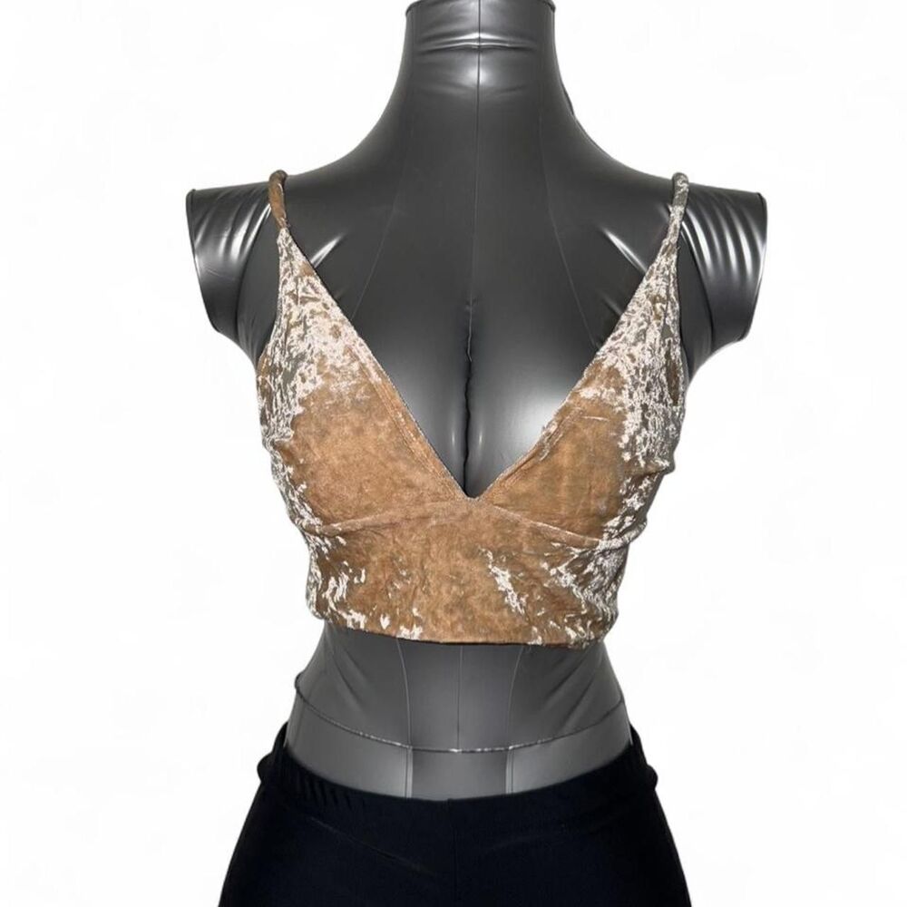 Forever-21 Women's Tan and Gold Crop-top